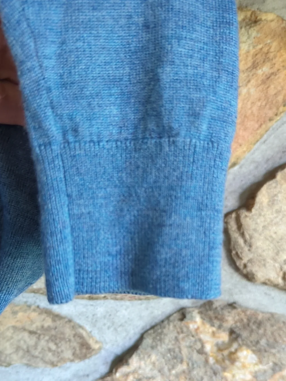 Untuckit Blue Merino Wool Quarter Zip Sweater